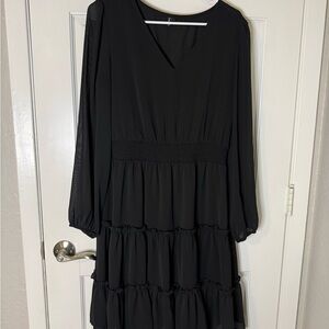 Elegant Black V-Neck Dress